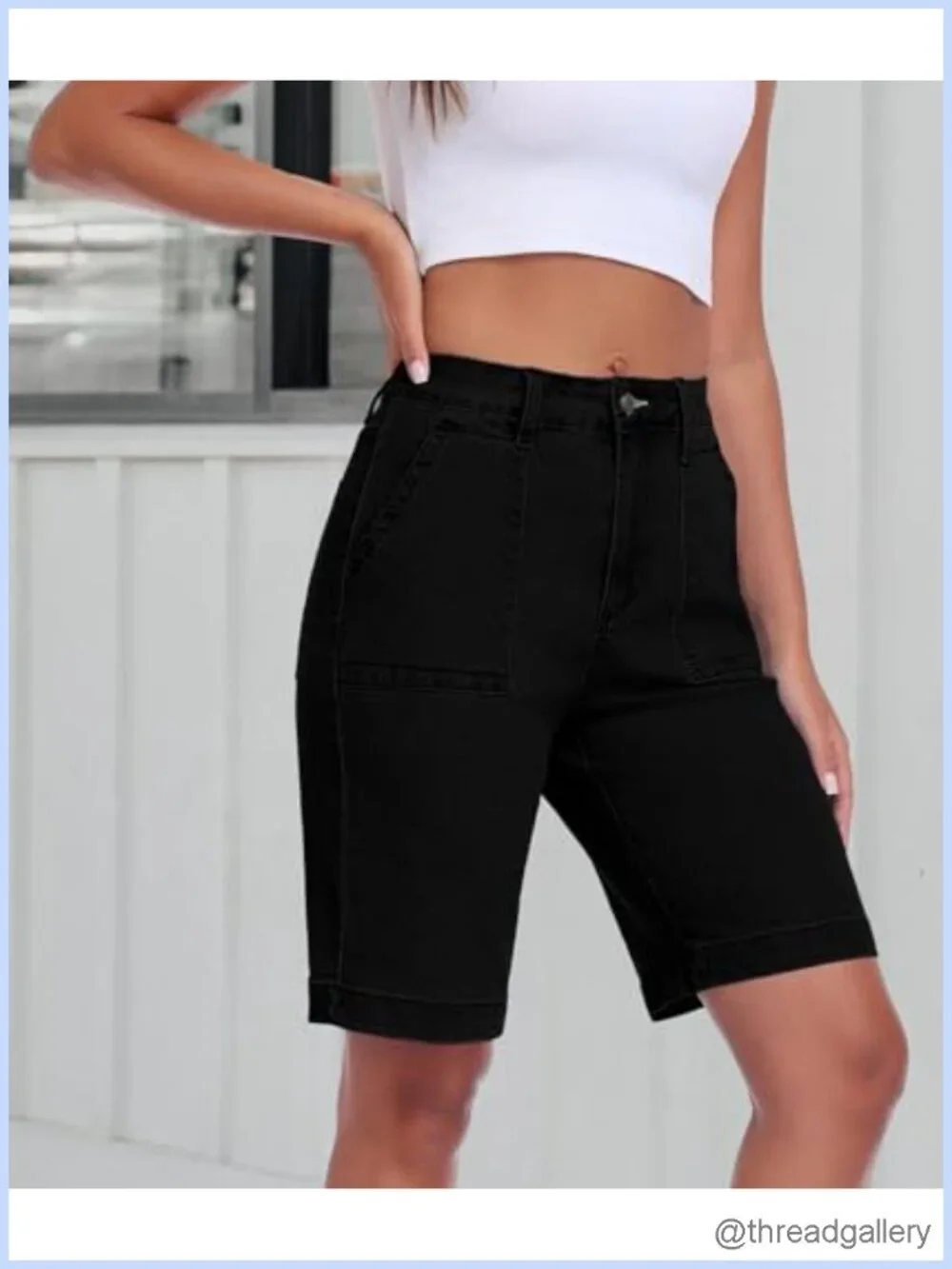 Bermuda Jean Shorts Plus Size High Stretch Denim Cotton Blend Tactical